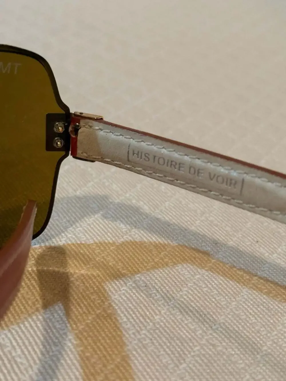 Histoire de Voir Vintage Y2K Frameless Shield Leather Sunglasses
